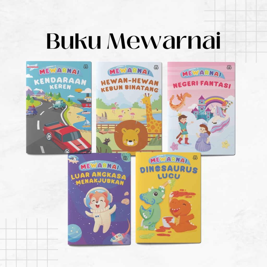 Bentang Kids Buku Aktivitas Anak Mewarnai Kendaraan Hewan Dinosaurus Luar Angkasa Princess Robot Mob