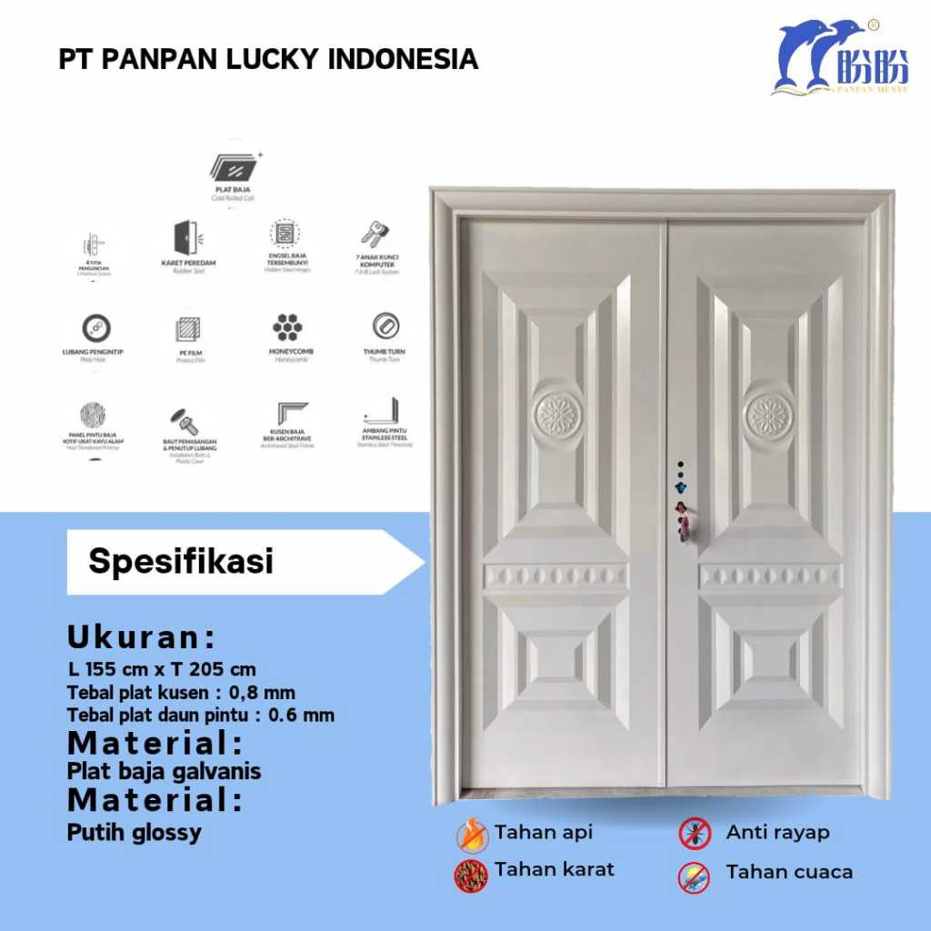 PINTU BAJA DOUBLE PANPAN/PINTU UTAMA/PINTU RUMAH/PINTU BAJA GALVANIS