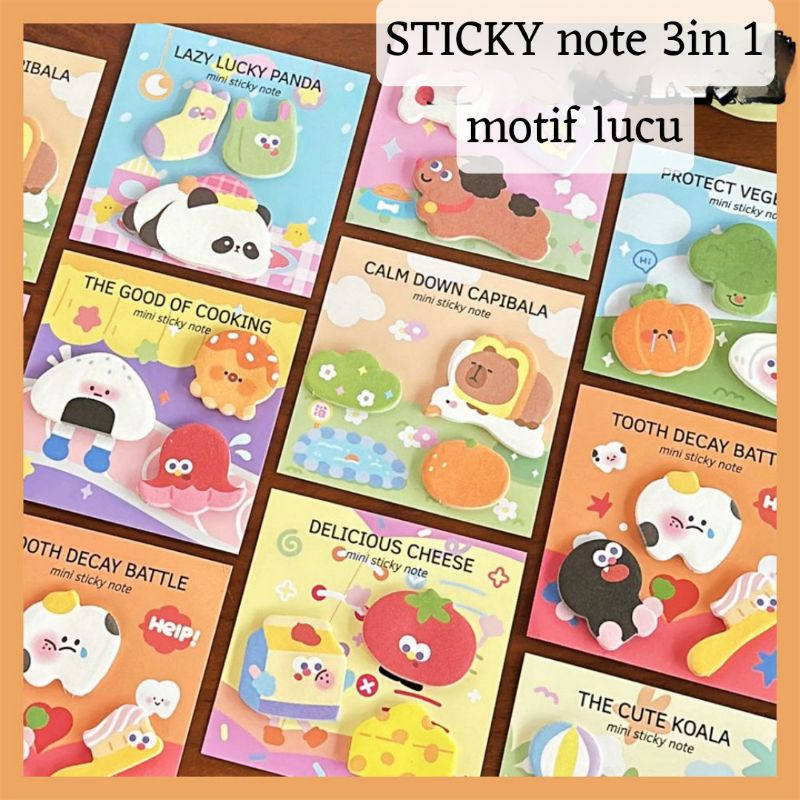 

DY PACK 3 IN1 STICKY NOTE MEMOPAD LUCU BENTUK UNIK