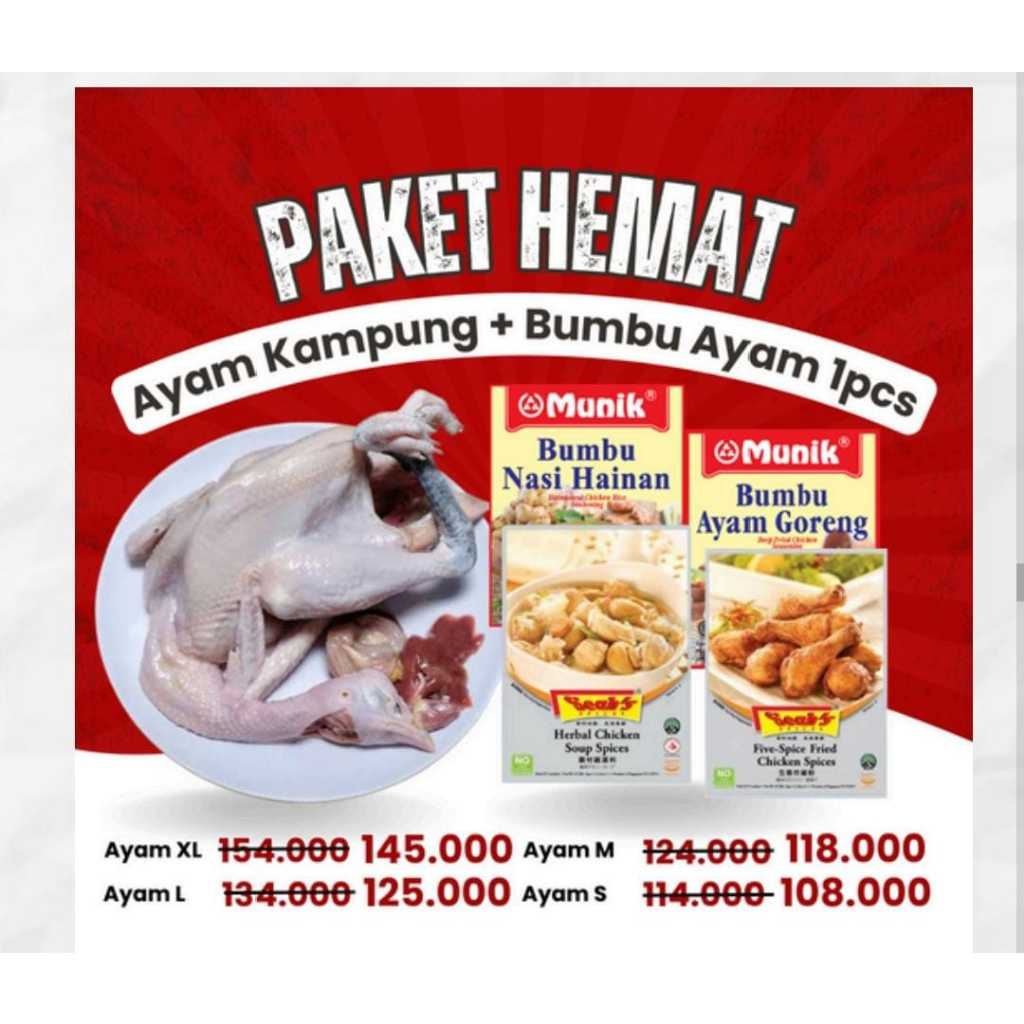 

Paket Hemat Ayam Kampung + Bumbu 1 Pcs
