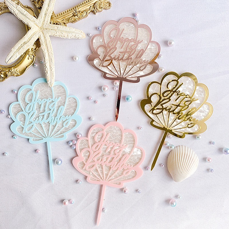 Cake Topper Kerang Akrilik Dua Lapis / Hiasan Kue Kerang Akrilik Murah