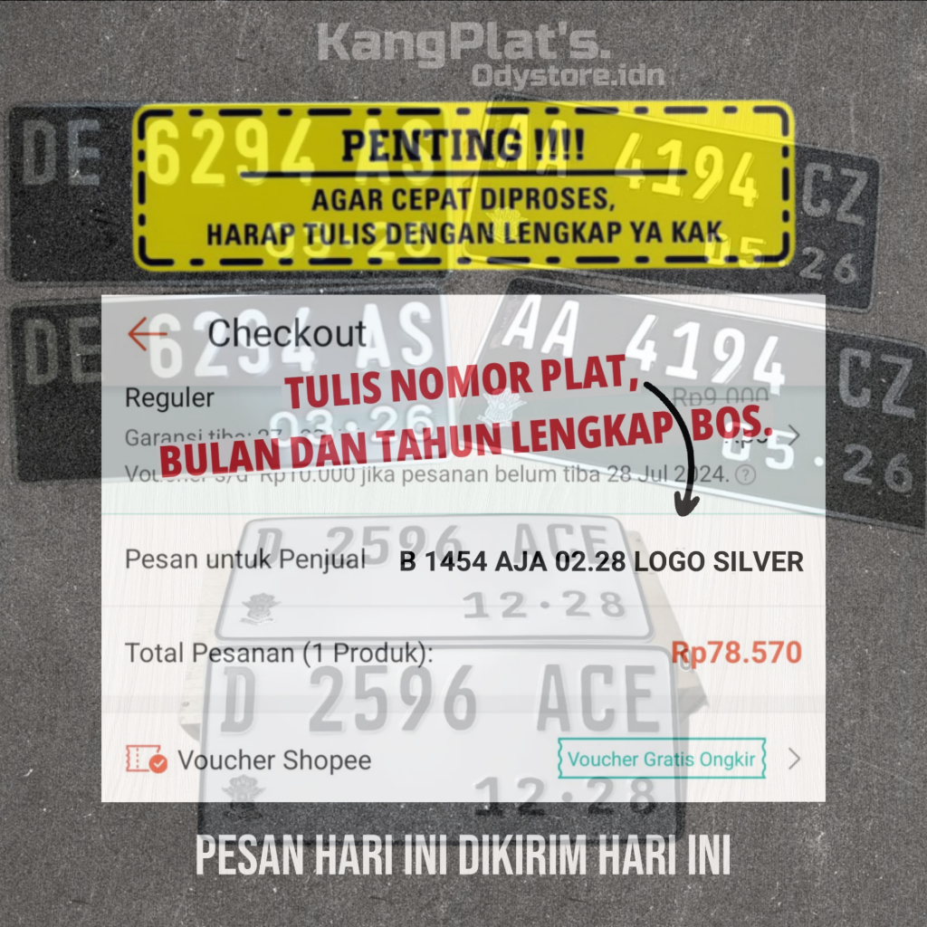 1PASANG PLAT NOMOR MOTOR ASLI STANDART SAMSAT