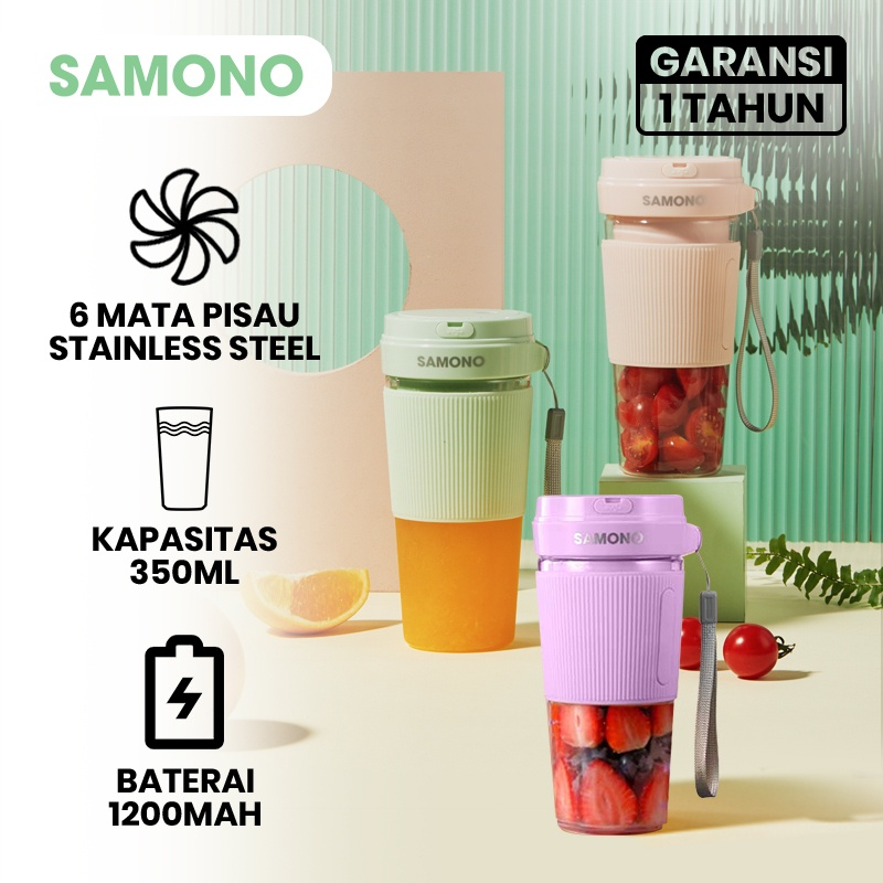 AWE - Blender Portable USB Samono 350ML SW-Y9 Juicer Plastik 6 Mata Pisau Blender Mini 1200mAh Kuali