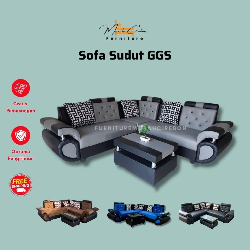 Sofa L Sudut GGS - Sofa Ruang Tamu Sudut - Kursi Tamu Minimalis Leter L