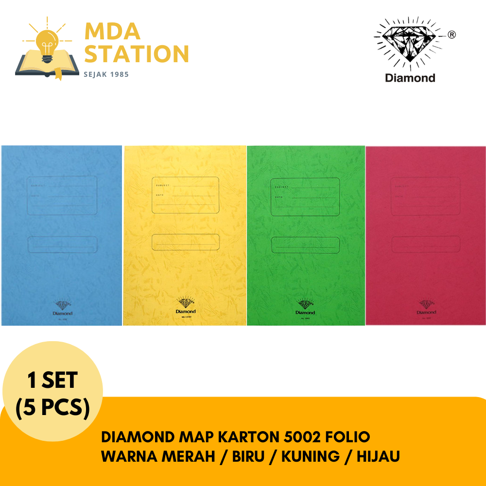 

DIAMOND Map Folder Folio F4 5002 Warna Merah/Hijau/Biru/Kuning (5 PCS MAP) | MDA STATION