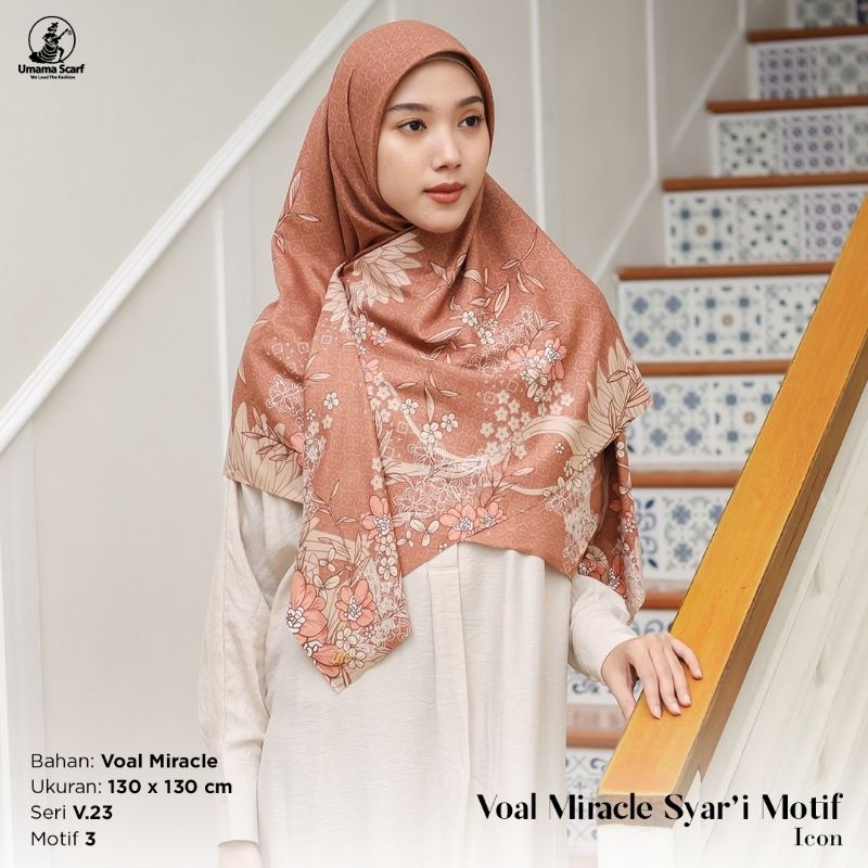 Segiempat Syari 130x130. Jilbab Segiempat Syar'i Umama. Kerudung Segi4 Jumbo Motif