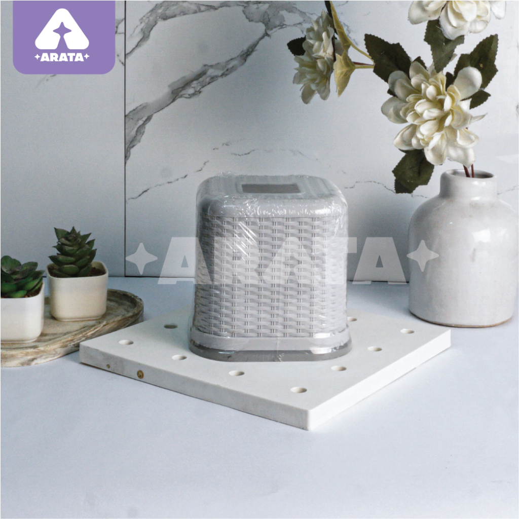 Tempat Tissue Box Plastik Segi Tinggi Rotan TBT 086 Asvita