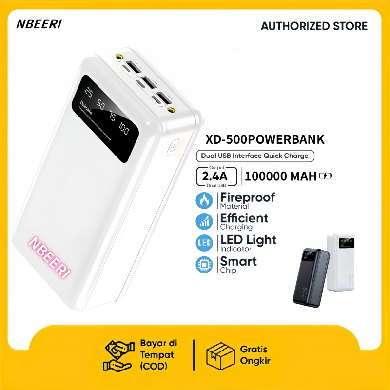 Rocham Power Bank Robot 100000mah 3 Inptut 3 Output Led Power Display 2.1A Power Bank Robot Original