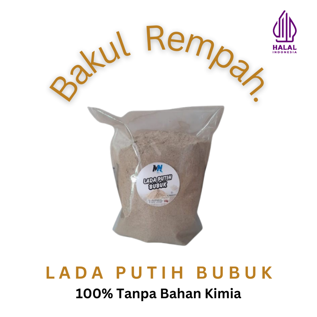 

Bumbu dapur LADA PUTIH BUBUK 1kg asli tanpa campuran Msg 100% halal