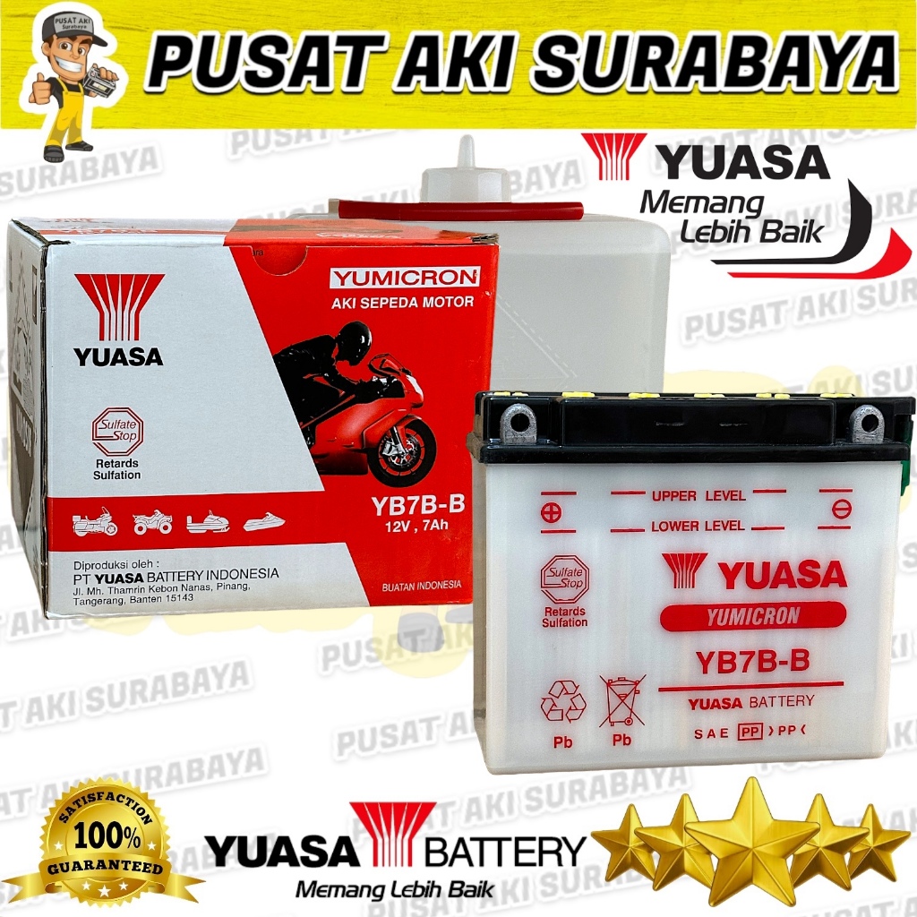 AKI JAMINAN BERGARANSI YUASA YB7B-B 12V 7AH UNTUK SEPEDA MOTOR HONDA TIGER PUSAT AKI SURABAYA MTX7D