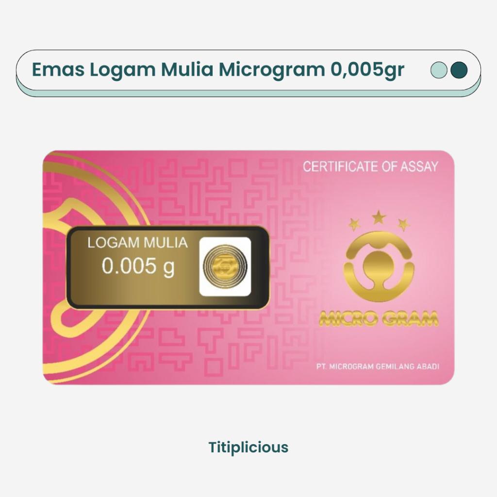 Microgram Emas Mini Logam Mulia 0.005 Gram Emas Kecil Batangan