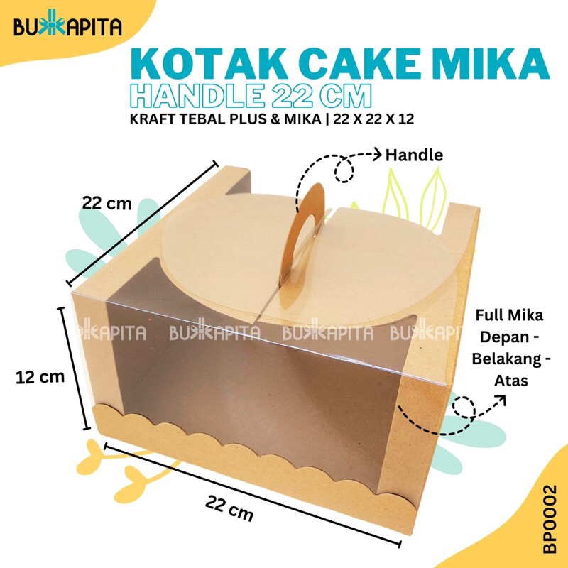 

Kotak/Box/cake/kue/kue tart/handle/jendelamika/22x22x12cm_BP0002