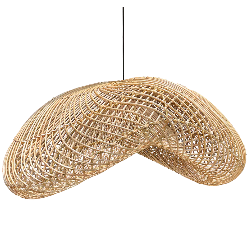 kap lampu rotan gantung cafe minimalis modern bahan rotan
