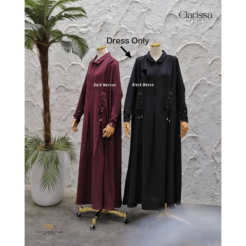 Gamis Hitam Black Mazen Anti UV (Size S - M) Clarissa Series By Alfihuraiyah Original (Dress Only)