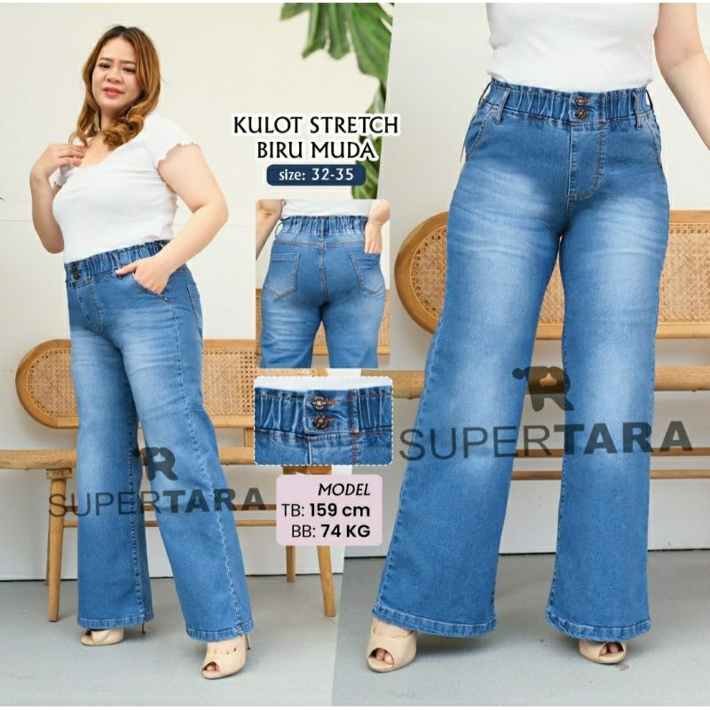 Kulot Stretch Denim Supertara Panjang Pinggang Karet