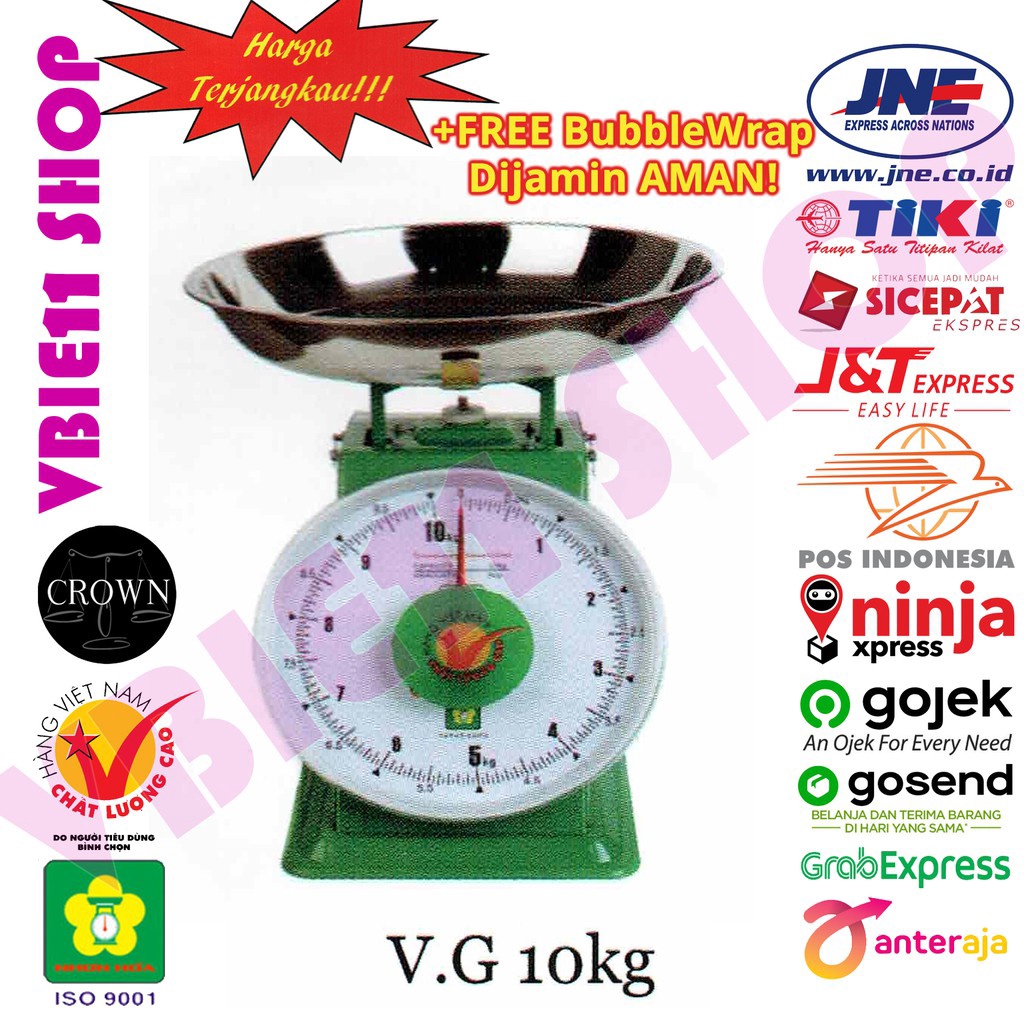 Hemat 25 Sekarang Timbangan VIETNAM HIJAU MONAKE 1kg Besi Stainless Jarum Analog Manual Duduk Sembak