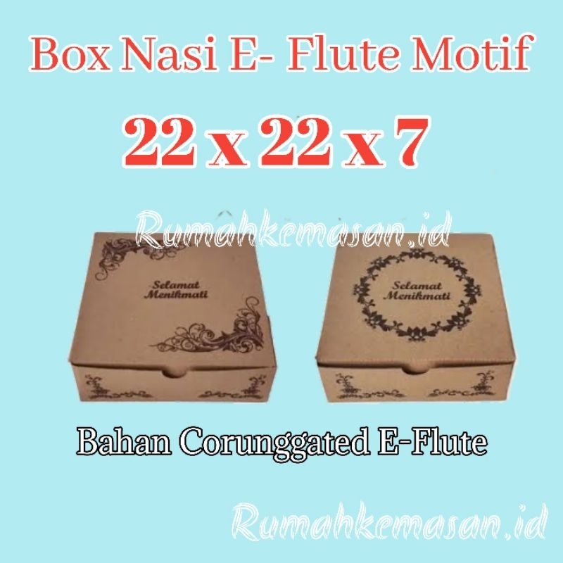 

[PEMBELIAN KELIPATAN PER10] (22x22) Box Kotak Nasi E-flute corunggated coklat motif 22x22