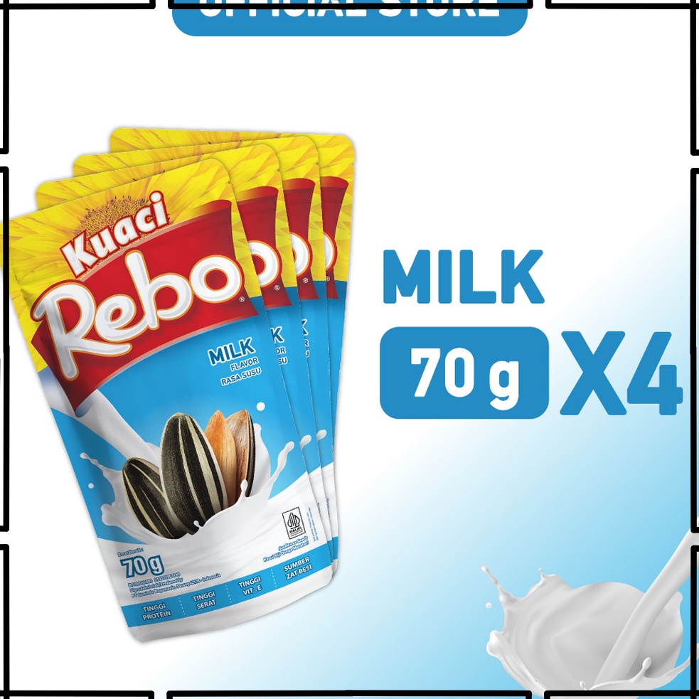 

PROMO FLASH Rebo Kuaci Bundling 4 PCS Varian Rasa Milk 7 Gram