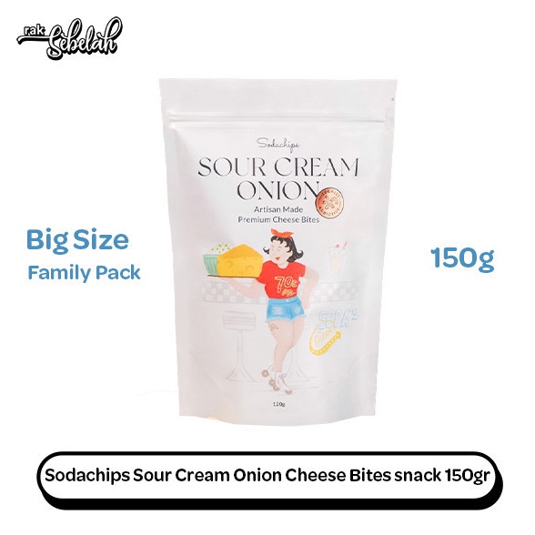 

NEWV Sodachips BIG SIZE Sour Cream Onion Cheese Bites Snack 15g Low Calorie Gluten Free No MSG Healthy Snack Halal Vegan Friendly Rak Sebelah Nyaman
