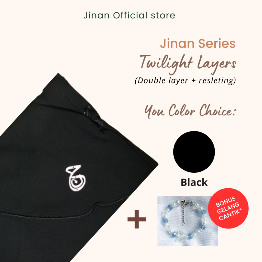JINAN HItam Khimar Resleting 2 Layer Cadar Khimar Resleting Khimar Zipper Khimar Malaysia HijabSyarI