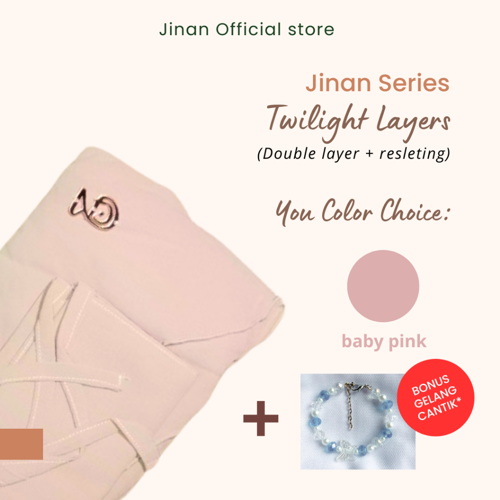 JINAN Khimar Resleting 2 Layer Cadar - BABY PINK - Khimar Zipper Khimar Malaysia Hijab Syari instan