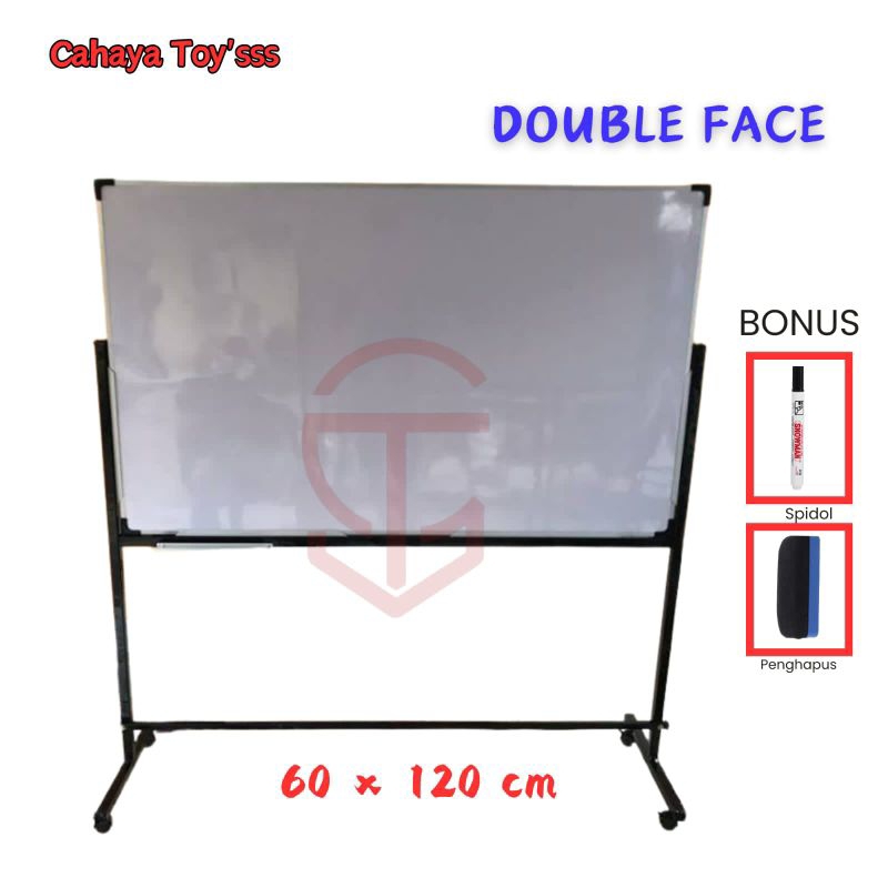 

Papan Tulis Whiteboard Standing Magnetik Double Face 60 × 120 cm