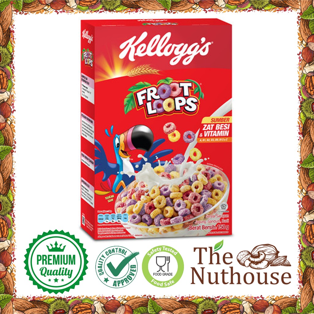 

Kellogg's Froot Loops Breakfast Cereal / Sereal Sarapan Jagung Gandum Barli 150gr [HALAL]