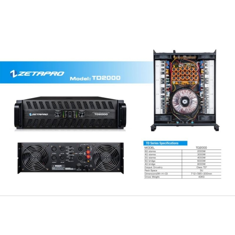 ZETAPRO POWER AMPLIFIER TD200/POWER ZETAPRO TD200/TD2000/TD-2000 ORIGINAL