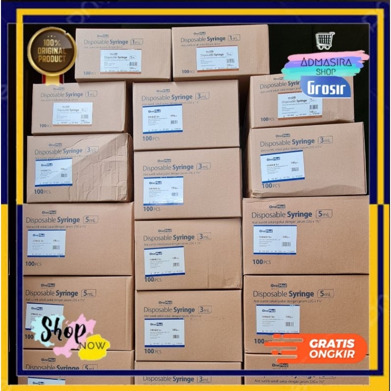 Spuit Per Box 1ml 3ml 5ml 10ml 20ml ONEMED Sisposable Syringe Spet 1cc 3cc 5cc 10cc 20cc
