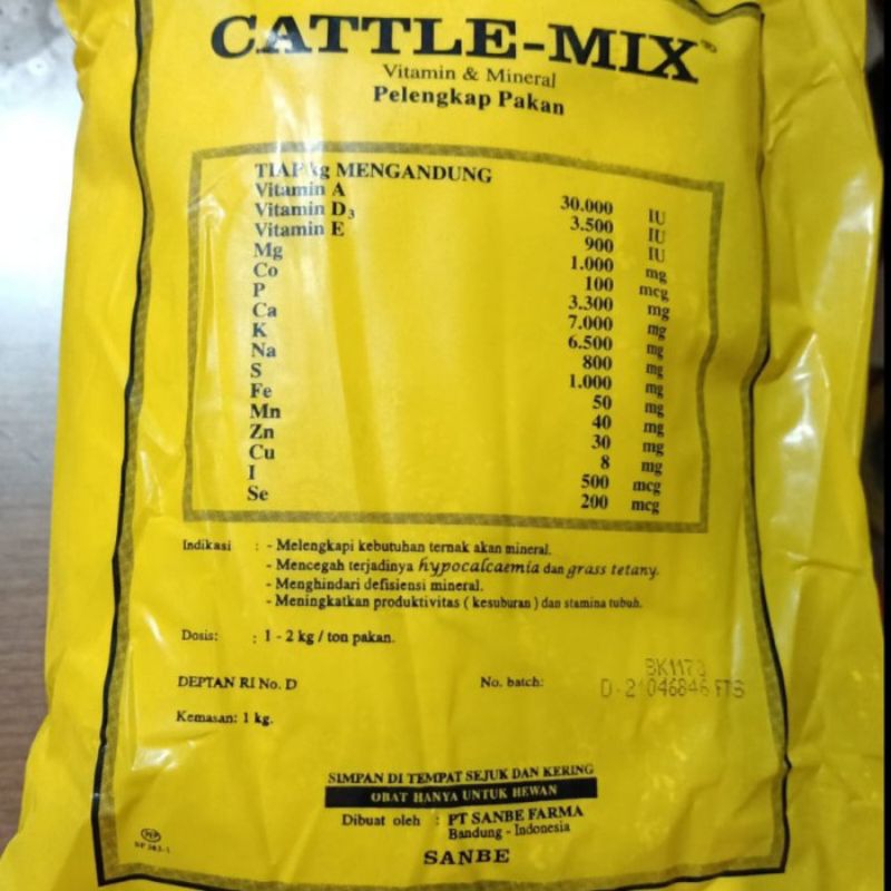 Cattle Mix Premix Sanbe Lengkap Untuk Sapi Kambing