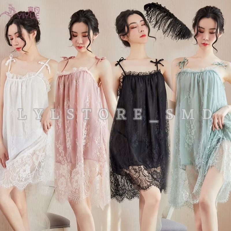 [ LYLSTORE_SMD ] Lingerie / Bajudinasmalam / Samarinda instant / bisa cod dress brukat furing jumbo