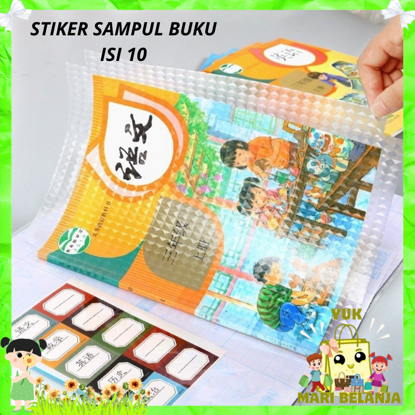 

YMB Stiker Sampul Buku Isi 10 Lembar Self-Adhesive Book Cover Waterproof Sticker Sampul Buku Tulis Sekolah Diamond Transparant Polos Pelindung Cover Buku Dengan Perekat Model Buram Tahan Air 10Pcs