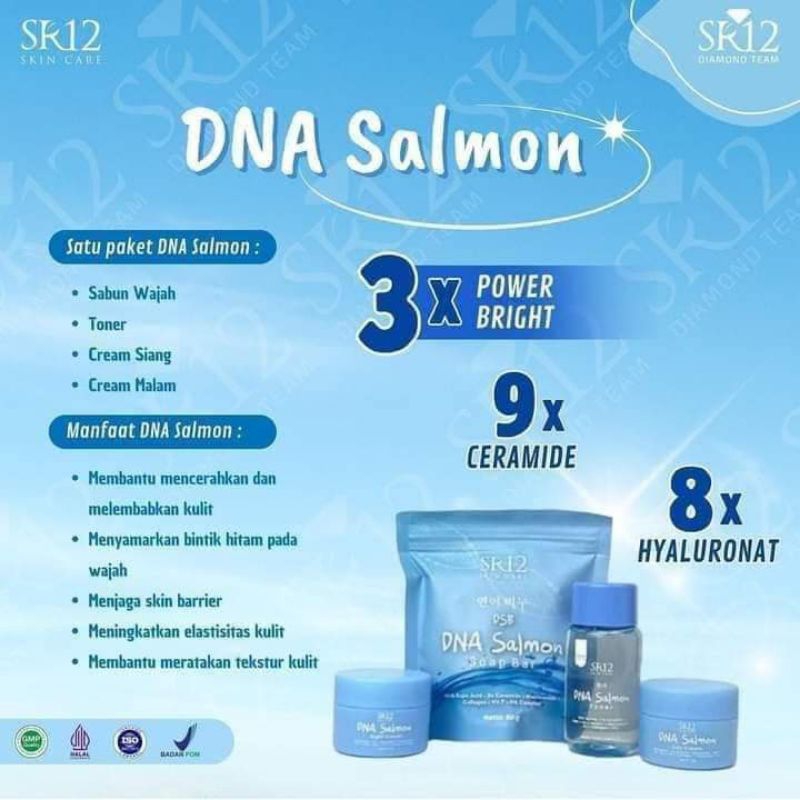 ( Bisa COD ) Paket Komplit DNA SALMON SR12 Skincare BPOM Pemutih Wajah Permanen  Pelmaban Wajah Waja