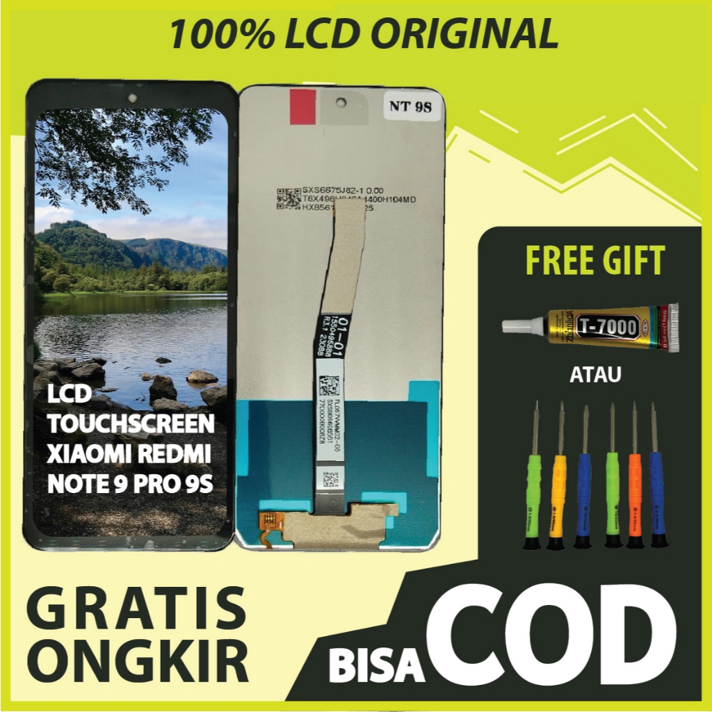 【ORIGINAL 100%】LCD TOUCHSCREEN XIAOMI REDMI NOTE 9 PRO/ 9S FULLSET TOUCHSCREEN / ORIGINAL100%