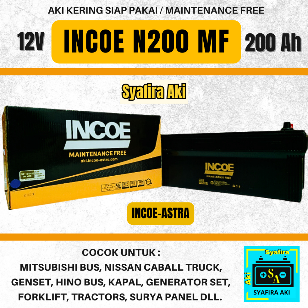 AKI SOLAR PANEL,GENSET INCOE ASTRA N200 12V 200AH MF