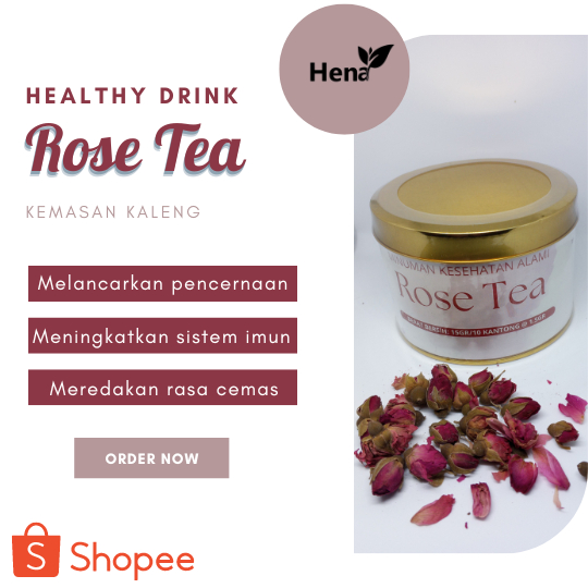 

TEH ROSE Kemasan Kaleng - 100% ASLI - hena by tambi tea-minuman kesehatan alami PREMIUM QUALITY .