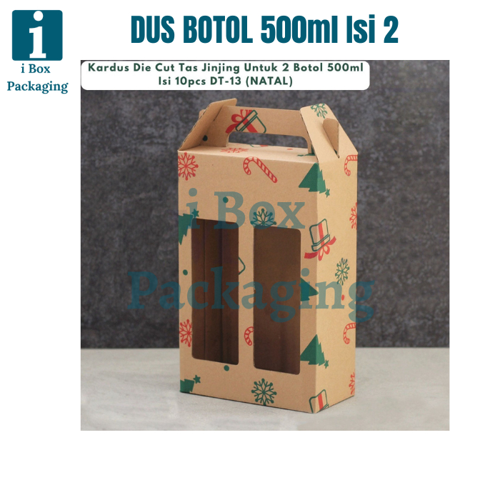 

[ 10 pcs ] Dus Botol 500ml Isi 2 Natal Box Jinjing Packaging Hampers Minuman Parcel Christmas