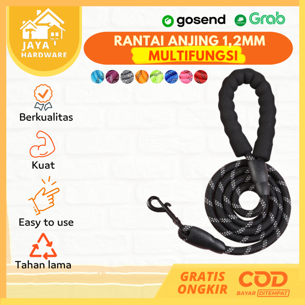 Tali Tuntun Anjing /  Leash Harness Anjing Panjang 1,2 cm x 12 Meter / 120 cm Rantai Rante Hewan Anj