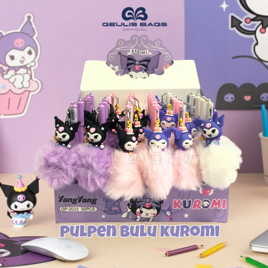 GEULIS BAGS Pulpen Karakter Kuromi Bulu Bulu Lucu Sanrio