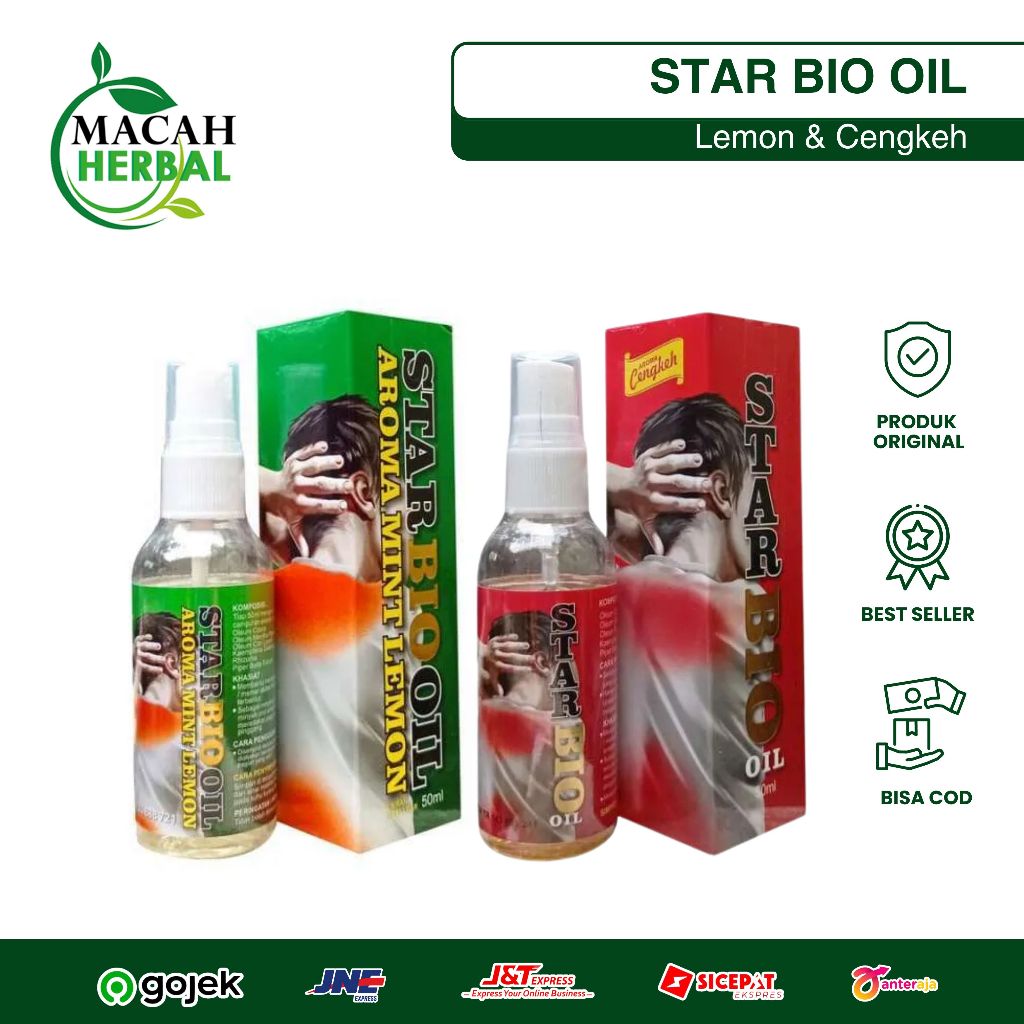 

STAR BIO OIl ORIGINAL AROMA MINT LEMON & CENGKEH ATASI PATAH TULANG DAN SYARAF KEJEPIT