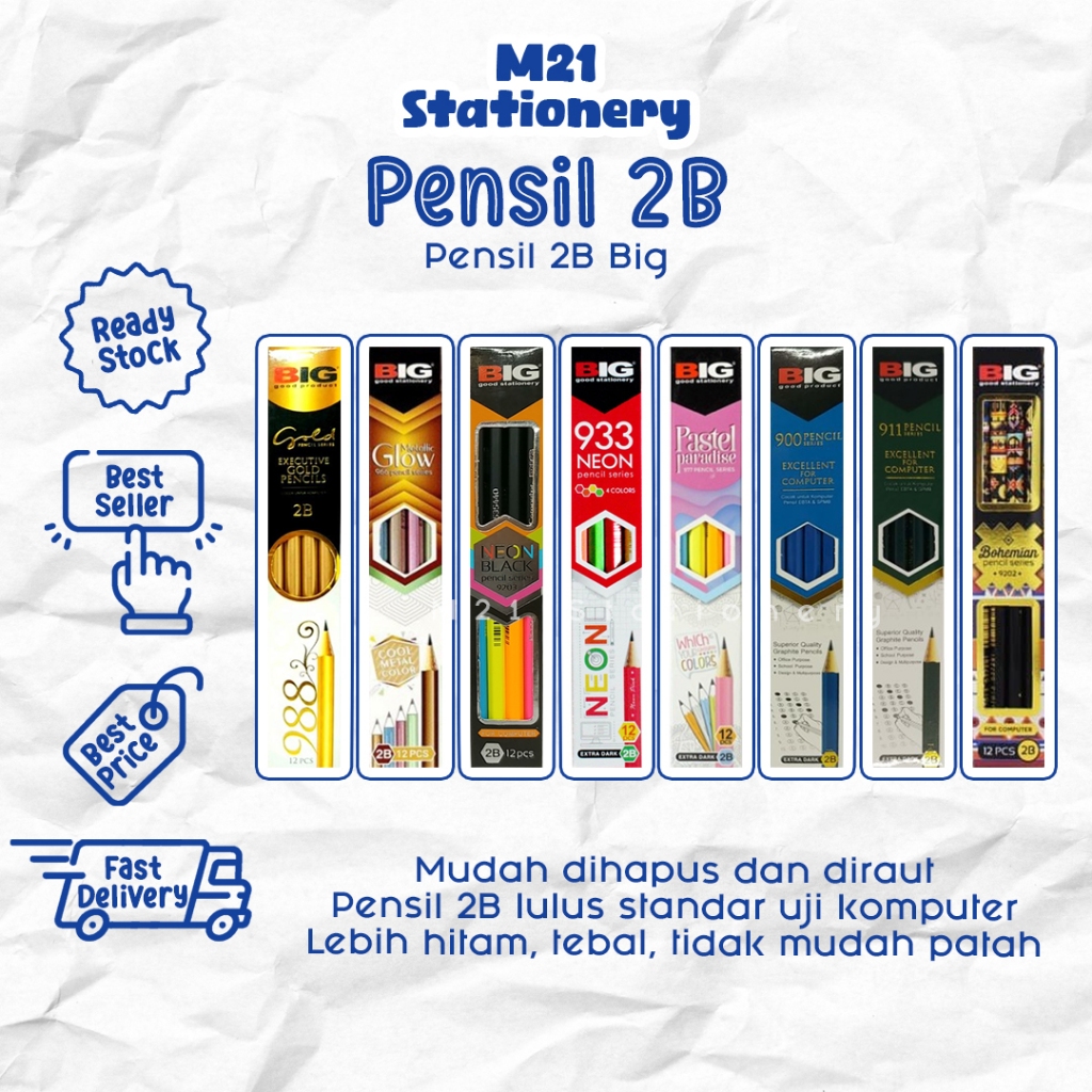 

(12 PCS) PENSIL 2B BIG / pensil 977 pastel paradise, 900 series biru, 853 cute animals, 988 gold, 966 metalic glow, 933 neon, 9203 neon black, 911 series hijau alat tulis sekolah anak kuliah atk kantor murah / m21 stationery jogja