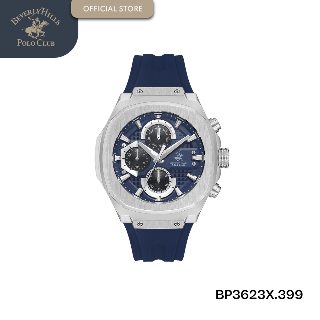 Beverly Hills Polo Club Jam Tangan Pria BP3623X.399 Dark Blue Silver