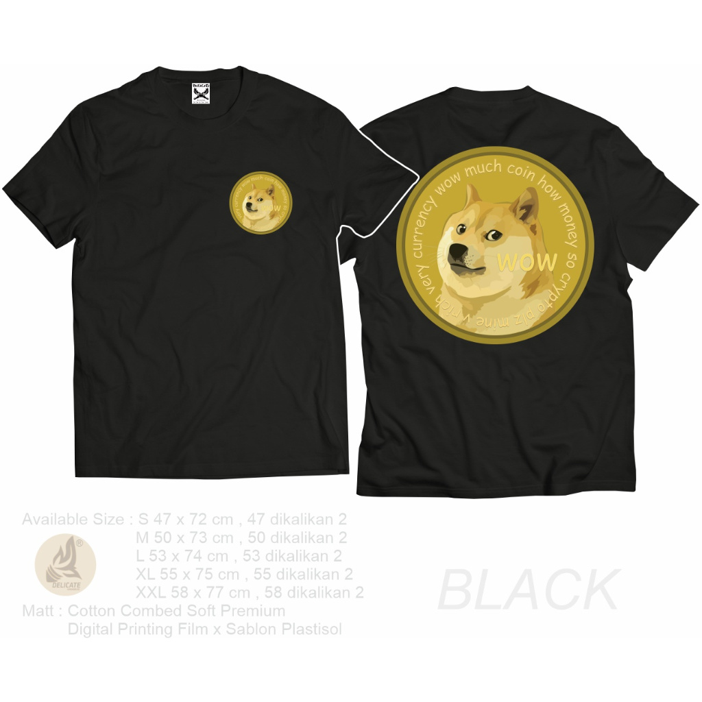 Kaos Doge Koin Crypto Basic Katun Premium Unisex COD