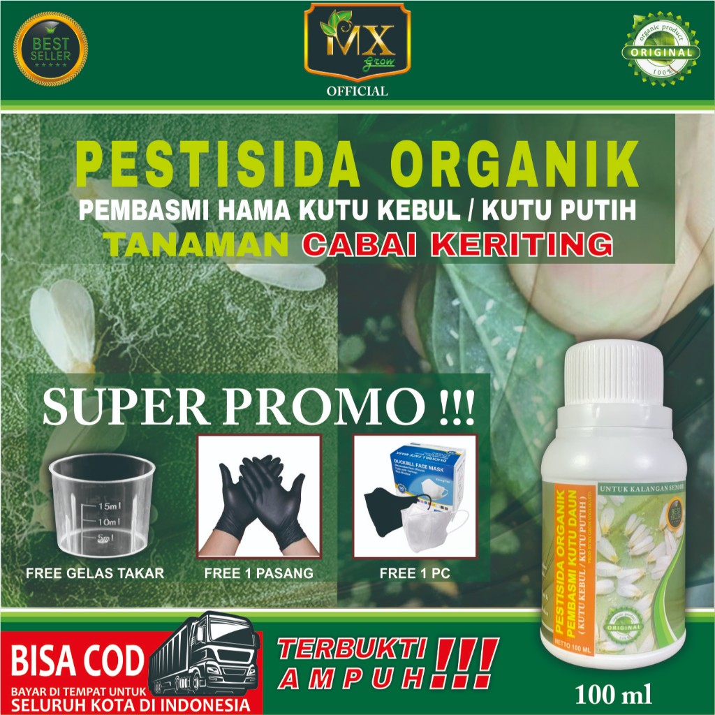 Pestisida Organik Pembasmi KUTU DAUN ( Kutu Kebul / Kutu Putih ) Untuk Tanaman CABAI KERITING 100 ml
