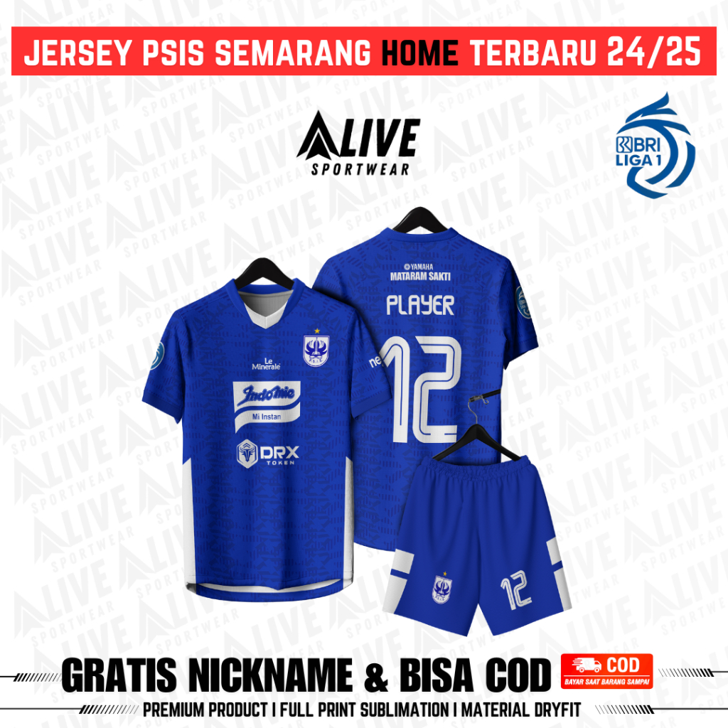 Jersey PSIS Semarang Home Terbaru 2024/2025 Liga Indonesia Gratis Pasang Nama dan Nomor Punggung