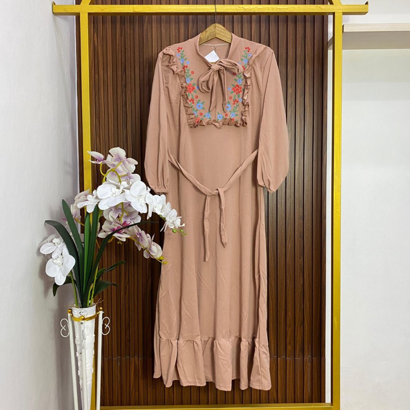 gamis dewasa wanita warna milo variasi bunga