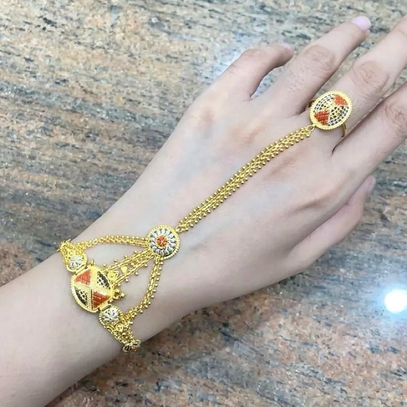 Gelang India (Gelang Sambung Cincin) Warna Model Terbaru Emas Asli Kadar 700