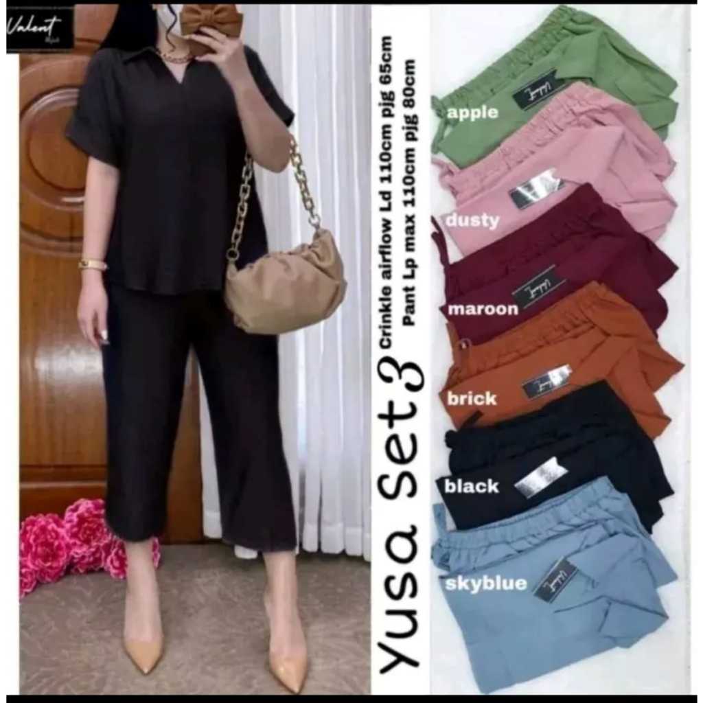 SETELAN YUSA AIRFLOW CRINKLE TERMURAH/ONE SET BAJU WANITA