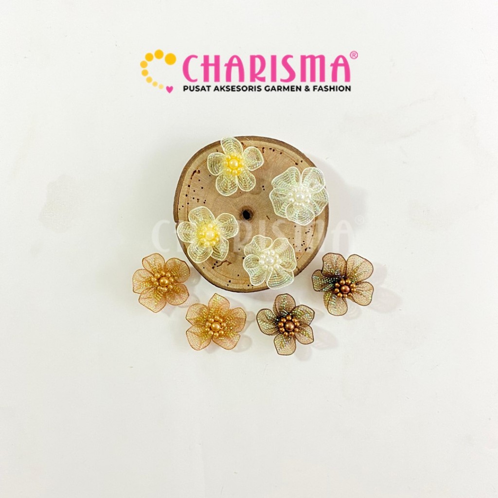 Charisma Bunga Aplikasi Bunga - Bunga Payet-Payet Kebaya-Aksesoris Fashion - Dekoratif  Bentuk Bunga