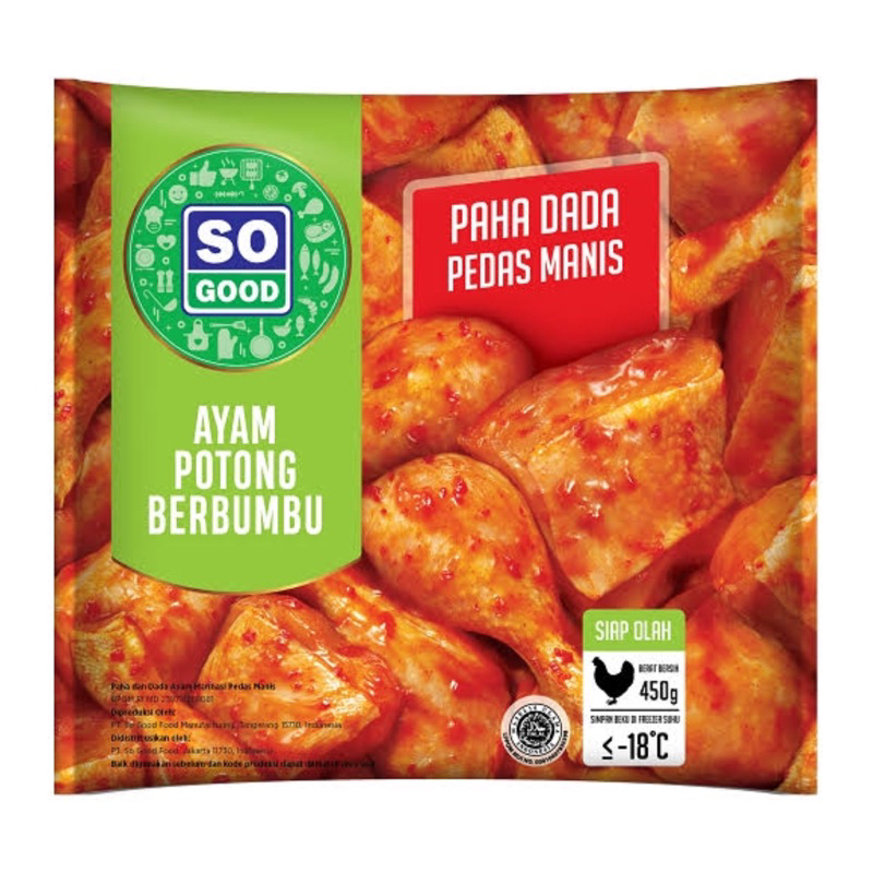 

SO GOOD AYAM POTONG BERBUMBU PAHA DADA PEDAS MANIS 450 GR